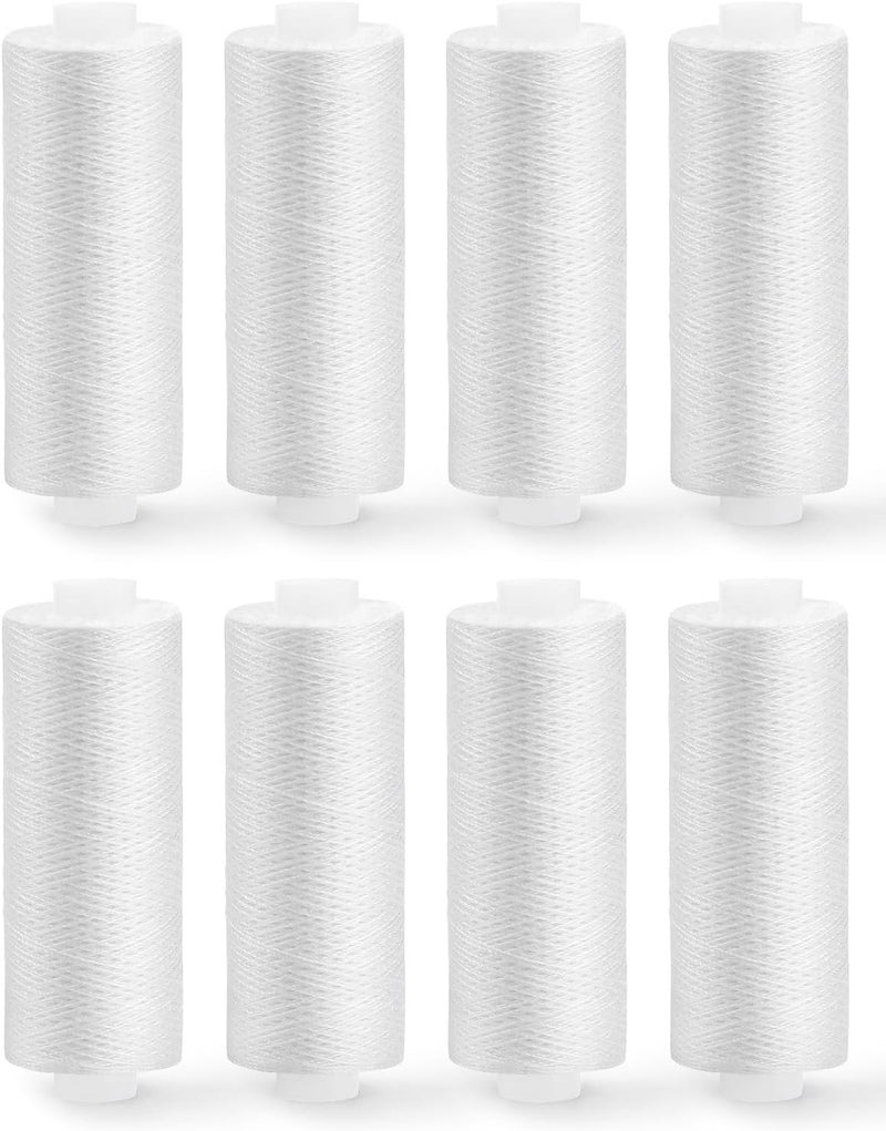 ZMAAGG White Thread for Sewing, Polyester Sewing Thread, 8 Rolls 200 Yards Per Roll All Purpose Sewing String for Sewing Machine, Hand Stitching, Embroidery - Image 1